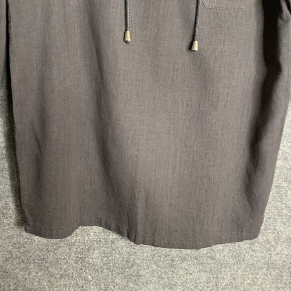 Paul Jones Long Sleeve Top Women S Rayon Linen Lace-Up Neck NWOT Charcoal - Picture 3 of 11